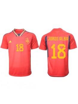 Spanien Jordi Alba #18 Replika Hemmakläder VM 2022 Kortärmad